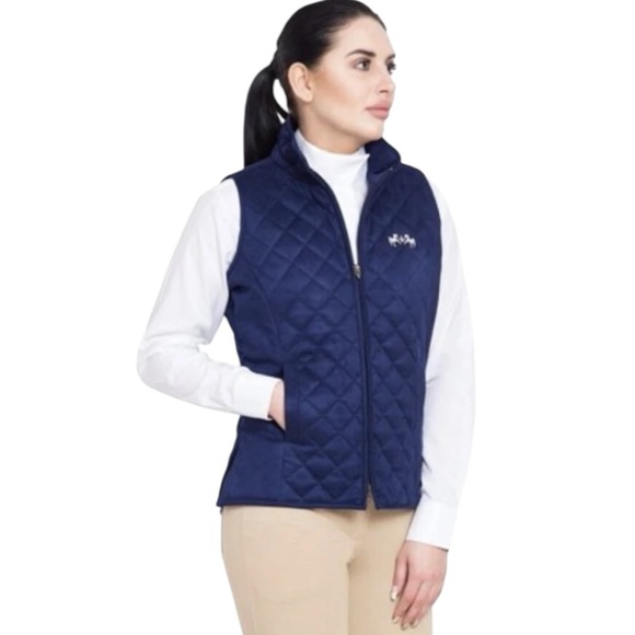 Equine Couture Jackets & Blazers - Equine Couture Navy Quilted Riding Vest Women’s M Equestrian Micro Suede NWOT
